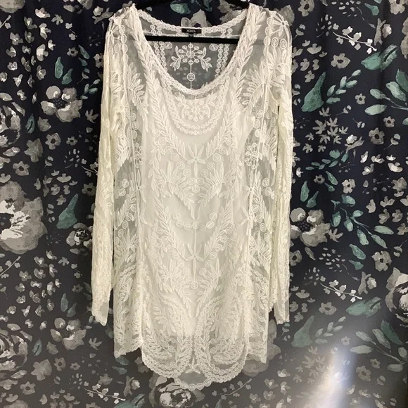 wilmarie crystal-embellished ruffled corded lace mini dress. Adorable Vibe Ruffle Lace Mini Dress main image 0